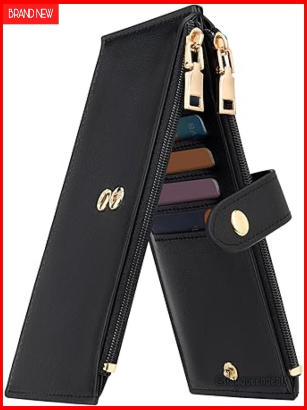 RFID Blocking Bifold Wallet with Zipper Pocket and ID Window